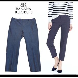Banana Republic Avery Blue Slim Fit Lightweight Wool Pants 6 classy ankle length